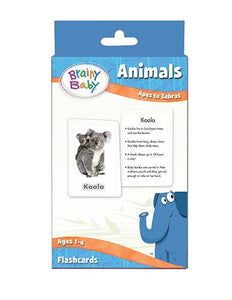 Brainy Baby Animals Flashcards Set Apes to Zebras Deluxe Edition