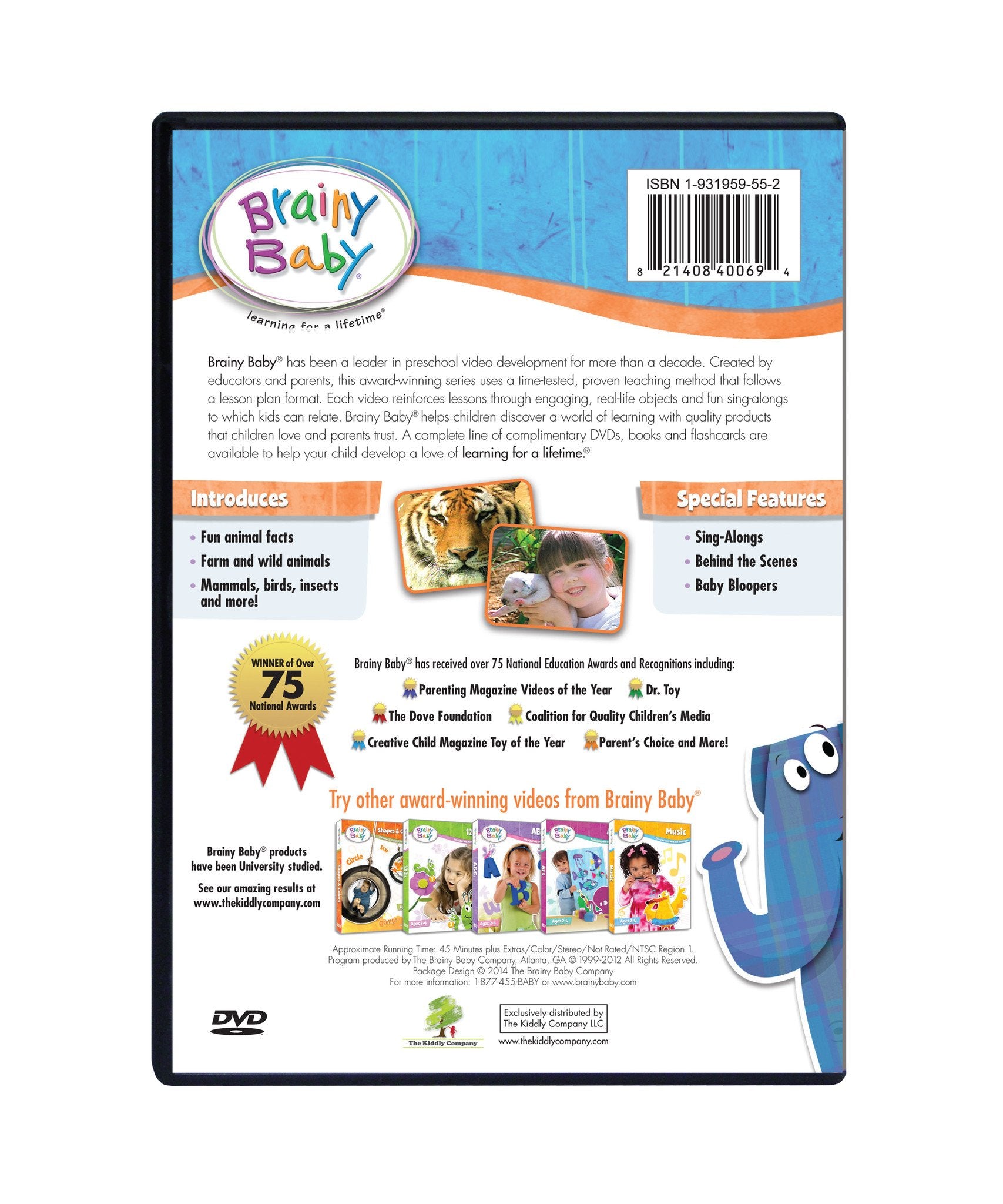 Brainy Baby® Animals Apes to Zebras Board Book, Flashcards & DVD Collection for Preschool Children
