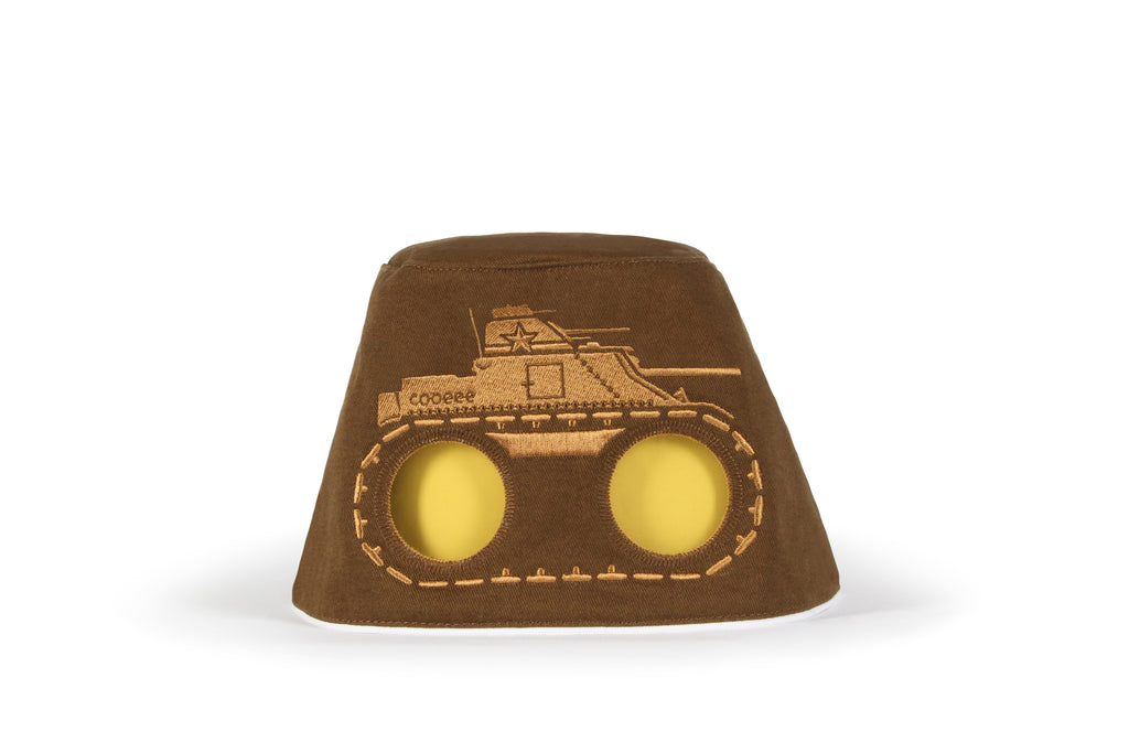 COOEEE Tank Sunglasses Hat Brown with Yellow Lenses by Boomerang Baby
