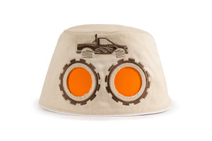 COOEEE Monster Truck Sunglasses Hat Khaki with Orange Lenses by Boomerang Baby