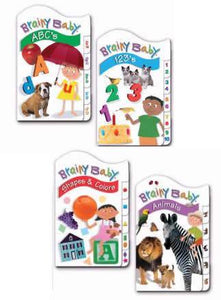 Brainy Baby Classic Tab Board Book Set of 4 - ABCs, 123s, Animals, Shapes and Colors